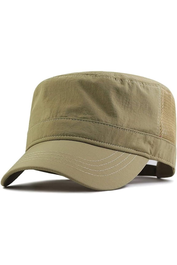 XXL 62-65 cm Flat Top Style Army Cap,Oversize Quick-Drying Breathable Mesh Hat