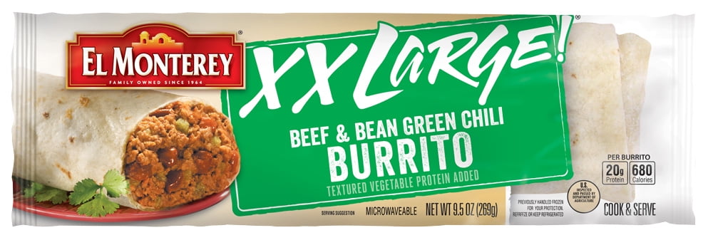 XXL Beef & Bean Green Chile Burrito