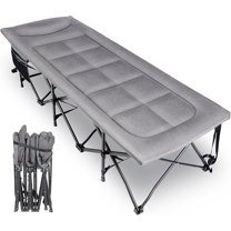 XXL Camping Cot for Adults 500lbs,79" L x 29.5" W x 18" H Oversized Sleeping Cot with Pad and Pillow, Camp Cot Bed for Tent, Office