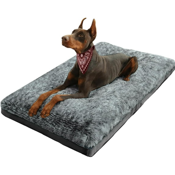 XXL Dog Bed Deluxe Cozy Plush Fixable Dog Kennel Beds for Crates Washable Dog Bed, 48 x 30 x 3 Inches, Black