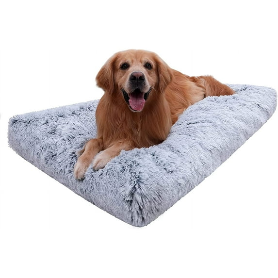 XXL Dog Bed Washable, Waterproof Large Pet Bed with Removable Cover, 48 inch Dog Crate Bed for Jumbo XXLarge Dogs, Soft Plush Thick Dog Beds for Sleeping Grey