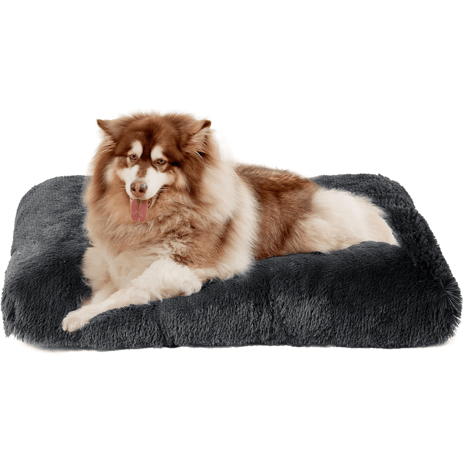 XXL Dog Crate Pad, Plush Faux Fur Bed for Extra Large Dogs, Calming Anti Anxiety XXL Dog Bed, Washable Soft Warm Mat with Non-Slip Bottom, Dark Grey