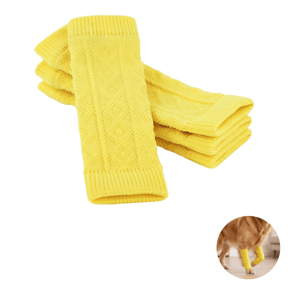 XXL Dog Leg Wraps to Stop Licking, Elastic Knitted Protective Dog Sock, Yellow Dog Elbow Protector for Joint Pain, Arthritis