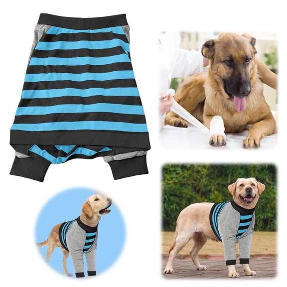 XXL Dog Recovery Sleeve Shirt, Breathable Elbow Protector for Large Breeds 1 Piece, Short Anti-Licking Surgery Suit, Lightweight Pet Care Clothes Blue Size XXL