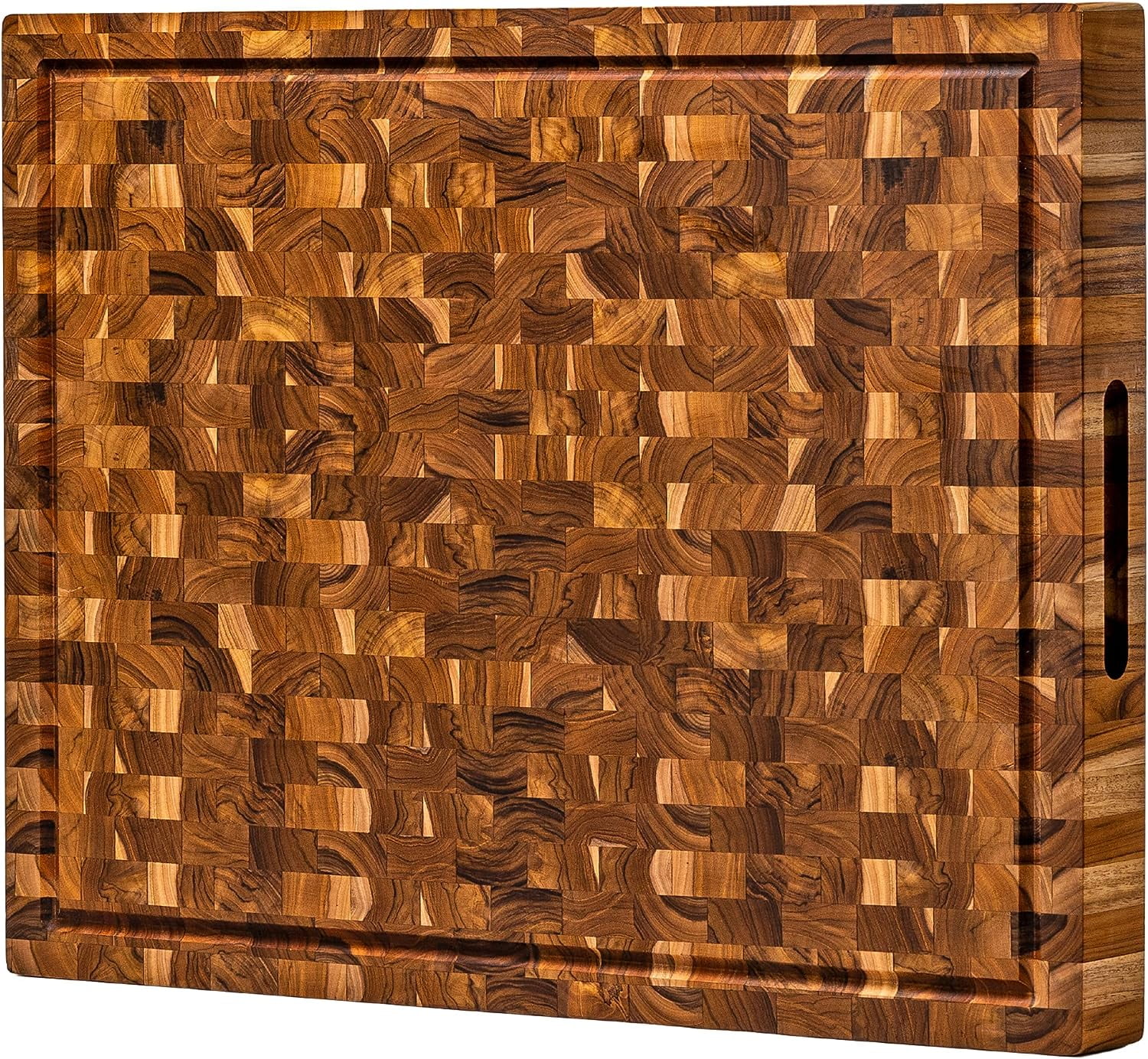 XXL End Grain Butcher Block Cutting Board [1.5" Thick]. Made of Teak Wood and Conditioned with