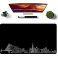thumbnail image 1 of XXL Extended Cityscape Mouse Pad Building Gaming Office Mousepad Black Large Stitched Edges Long Desk Pads Non-Slip Rubber Base Desktop Mouse Mat(Size:31.5x11.8in), 1 of 6