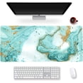 thumbnail image 1 of XXL Extended Gaming Mouse Pad - Teal Turquoise Marble Large Keyboard Mat, Non-Slip Rubber Base, Stitched Edges, Perfect for Work, Game, Office, Home, 35.1x15.7 Inch, 1 of 6