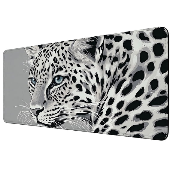 XXL Extended Mouse Pad 31.5x11.8", Snow Leopard Gaming Desk Mat, Non-Slip Base Computer Keyboard Pad