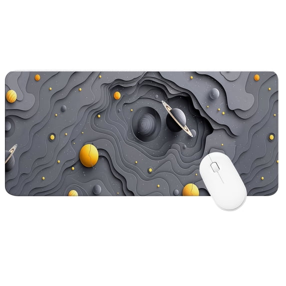 XXL Extended Mouse Pad 35.4x15.7", Dark Gray Planet Gaming Desk Mat, Non-Slip Base Computer Keyboard Pad