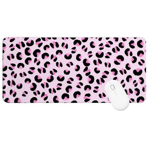 XXL Extended Mouse Pad 35.4x15.7", Pink Leopard Gaming Desk Mat, Non-Slip Base Computer Keyboard Pad