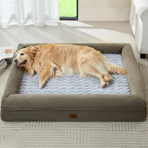 ECP XXL Extra Large Dog Bed, Washable Dog Couch with Removable Waterproof Cover, Orthopedic Large Pet Sofa Bed with Bolster Sides for Sleeping