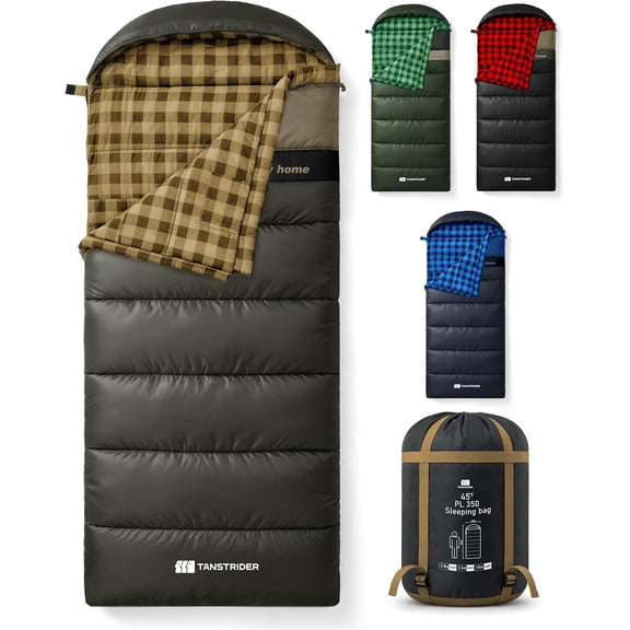 XXL Flannel Polyester Sleeping Bag for Adults 90x39 Inch 4 Season Waterproof Machine Washable