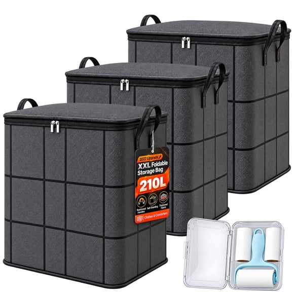 XXL Foldable Storage Bag with Reinforced Handles, Large Capacity Portable Moving Storage Bags, Storage Bins with Smooth Dual Zipper for Clothes Bedding Household Organizer