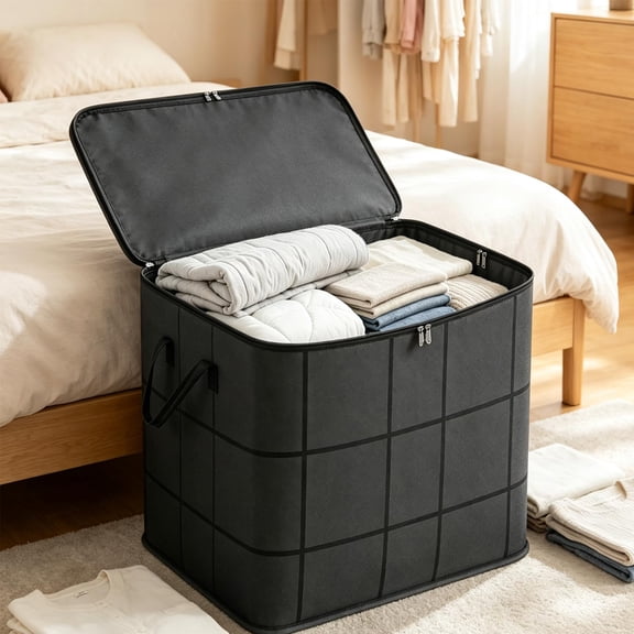 XXL Foldable Storage Bag With Reinforced Handles, 180L Moving Bin Bedding Zippered Organizer