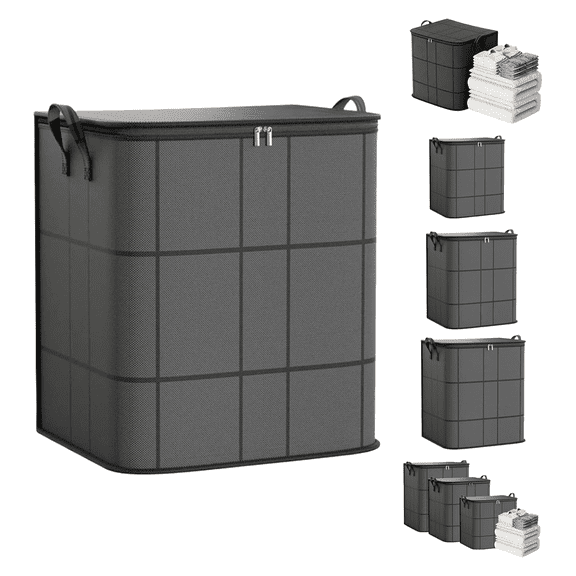 XXL Foldable Storage Bag with Reinforced Handles, Large Capacity Zippered Fabric Organizer for Bedding Clothes and Blankets