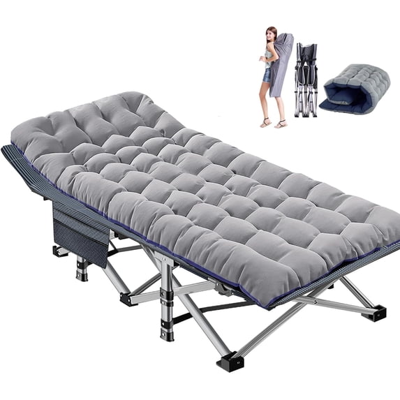 XXL Folding Camping with Mattress, Heavy Duty Sleeping Bed Portable ...