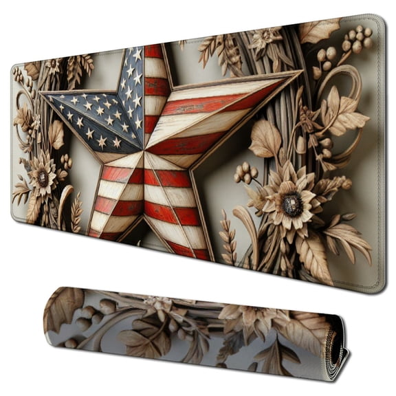 XXL Gaming Large Mouse Pad Gel Ergonomic Full Desk Mousepad Oversized Office Decor for Women American Flag Farm Berries Vintage Wooden Board Cool Custom Laptop Mat
