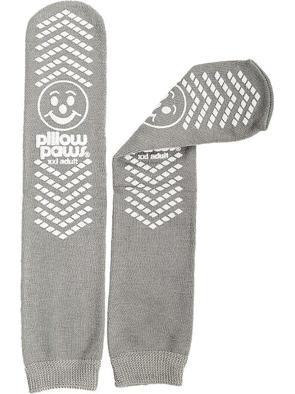 XXL Gray Double Tread Slip Stop Socks from Pillow Paws (Terrycloth) (2 Pairs)