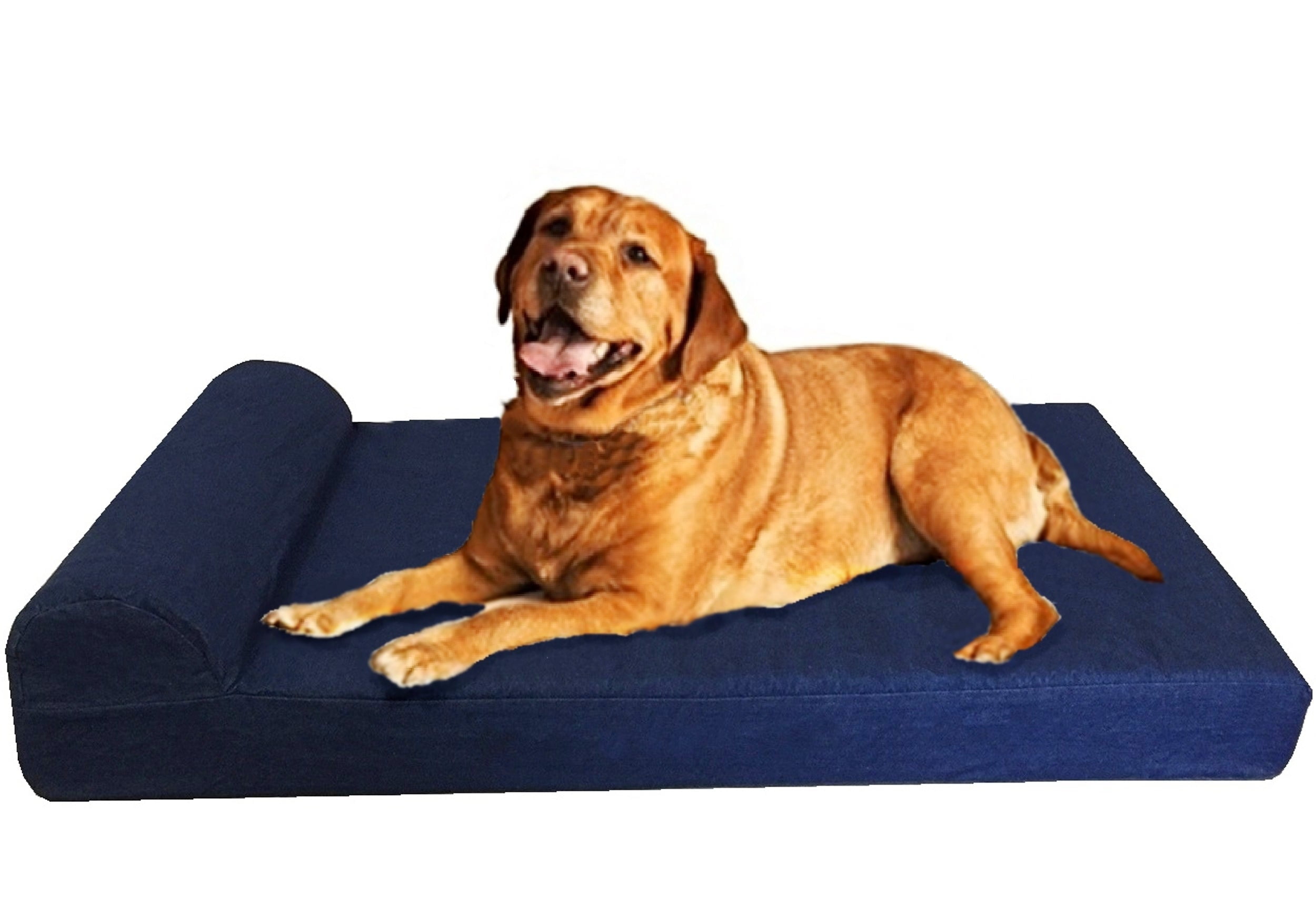 Dogbed4less XXL Headrest Memory Foam Dog Bed, 55" x 37" Waterproof Liner with Washable Denim Cover