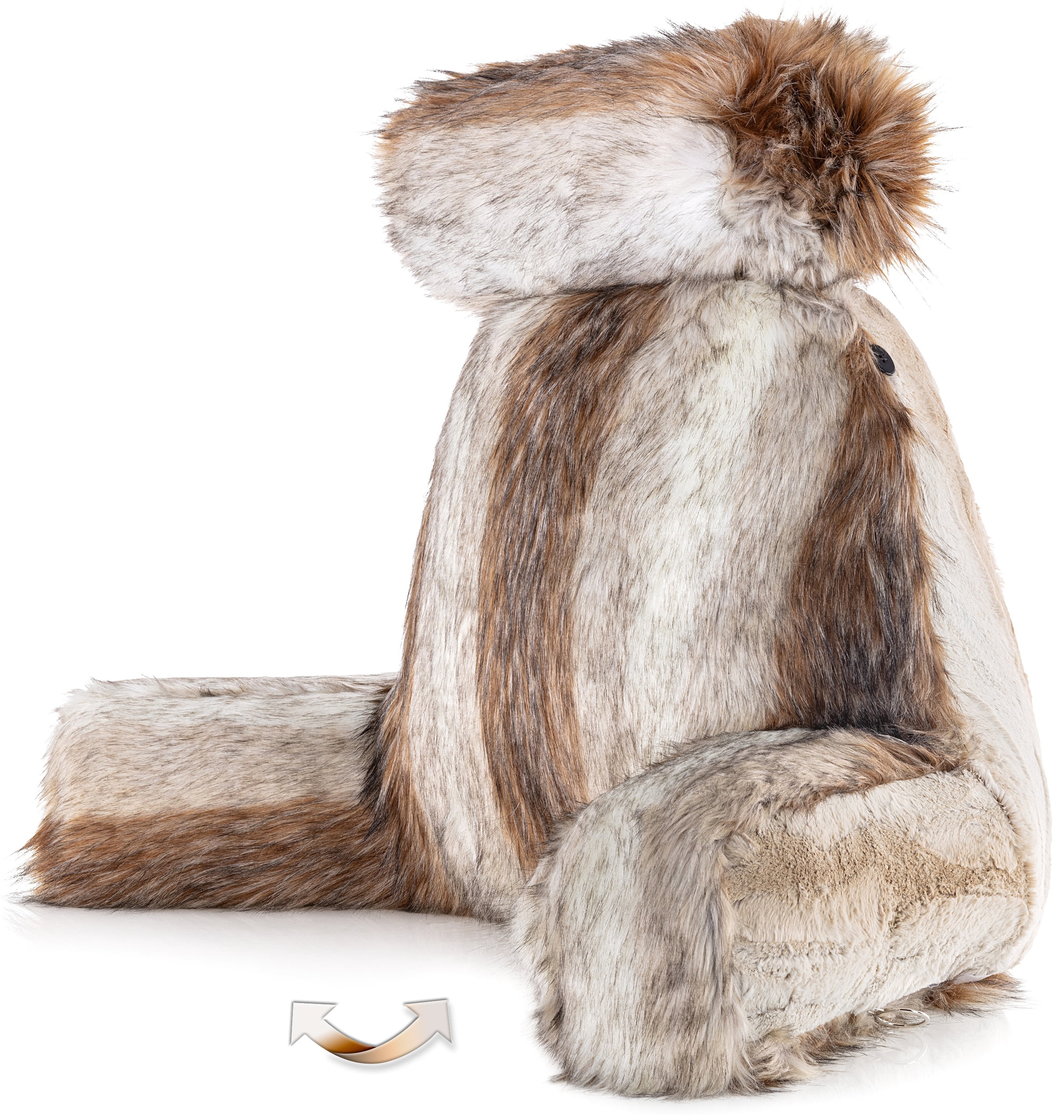 XXL Husband Pillow - Faux Fur Backrest Pillow with Arms Memory Foam - Two Side Pelt - Long / Short