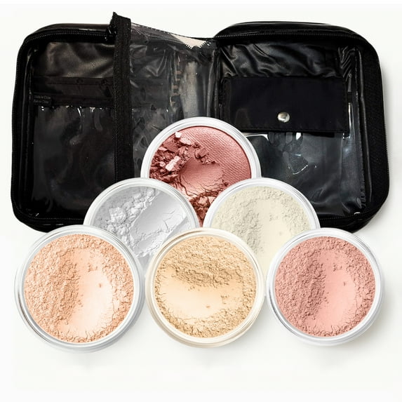 XXL KIT with CASE ( PINK BISQUE) Mineral Makeup Set Bare Face Matte Powder Foundation