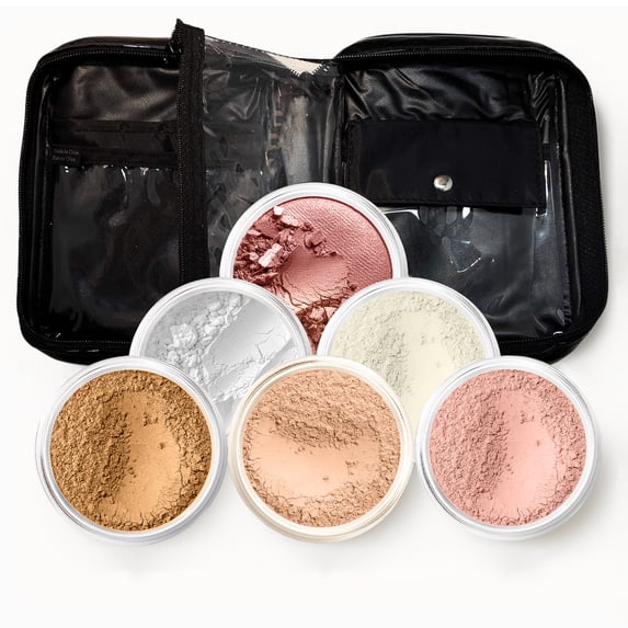 XXL KIT with CASE (DEEP TAN) Mineral Makeup Set Bare Face Matte Powder Foundation
