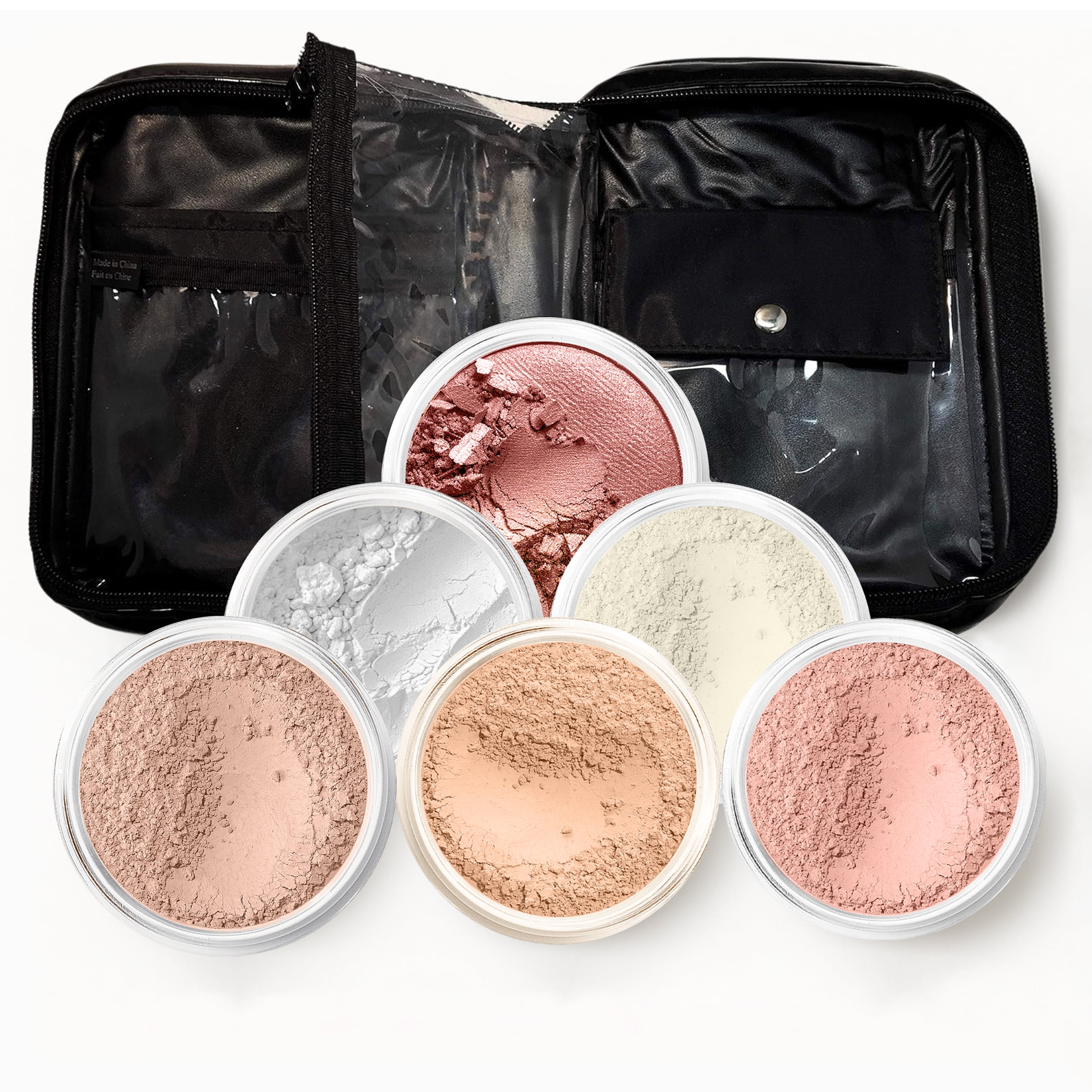 XXL KIT with CASE (LIGHT TAN) Mineral Makeup Set Bare Face Matte Powder Foundation