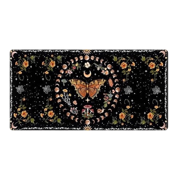 XXL Large Desk Mat Witchy Moon Phase Floral Extended Gaming Pad Non Rubber Base Edge Keyboard Mat For Home 31.5 X 15.7 Inch