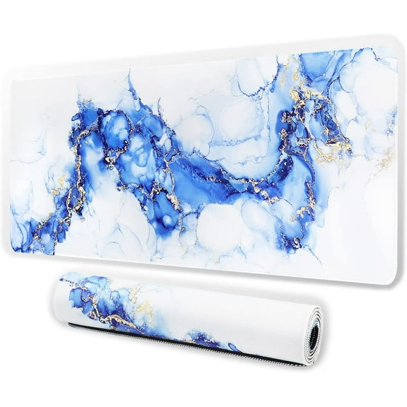 XXL Large Gaming Laptop Mouse Pad,Ocean Blue Game pad, Marble Big Desk Pads, PC Keyboard Waterproof and Non-Slip 31.06 x 11.8inches 3mm Thick Rubber Table Mat , Hippocampus
