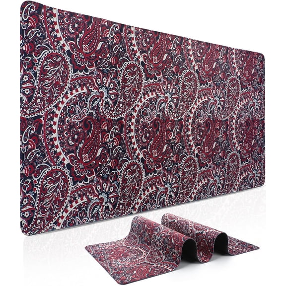 XXL Large Gaming Mouse Pad - Paisley Big Mouse Pad 35.4" x 15.7" Extended Desk Mat with Stitched Edges, Non-Slip Base Water Resist Keyboard Pad, Large Mouse Pad for Gamer, Office, Home