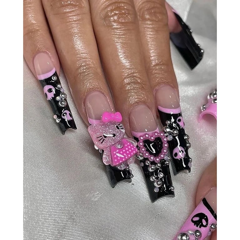Hello Kitty Pink Zebra Cake XXL Long Rectangle Y2K Hello Kitty Nails