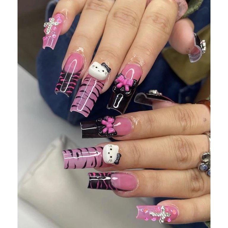 Hello Kitty Nails Zebra 68 Cute Acrylic Nail Ideas And Designs For