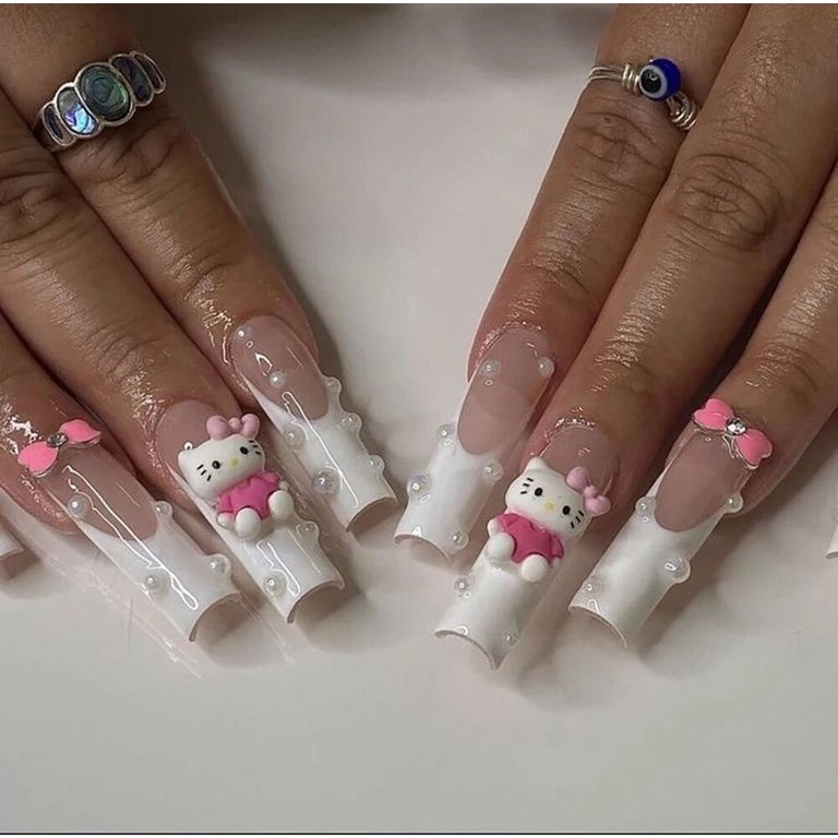 Hello Kitty Pink Zebra Cake XXL Long Rectangle Y2K Hello Kitty Nails