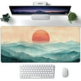 thumbnail image 1 of XXL Mouse Pad, Abstract Watercolor Mountains and Moon Large Desk Mat for Desktop, Extended Large Gaming Mouse Pad Mouse Mat with Non-Slip Rubber Base Stitched Edge for Home Office 35.4"X15.7", 1 of 6