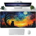 thumbnail image 1 of XXL Mouse Pad,Black Cat Under The Moon Large Gaming Mouse Pad,Northern Lights Night Sky Desk Mat,Extended Big Computer Keyboard Desk Pad with Non-Slip Base and Stitched Edge 35.4"x15.7", 1 of 1