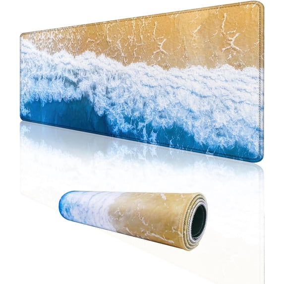 XXL Mouse Pad Extended Gaming Mouse Pad Beach Large Desk Mat 31.06" x 11.8" Sea Wave Keyboard Laptop Computer Mousepad for Home Office Gaming Work