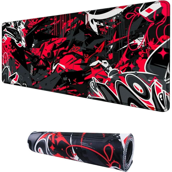 XXL Mouse Pad Extended Gaming Mouse Pad Large Desk Mat 31.5" x 11.8" Keyboard Laptop Computer Red Mousepad for Home Office Gaming Work