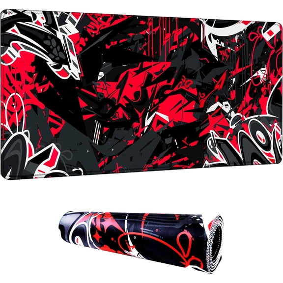 XXL Mouse Pad Extended Red Gaming Mouse Pad Large Desk Mat 35.4" x 15.7" Keyboard Laptop Computer Red Mousepad for Home Office Gaming Work