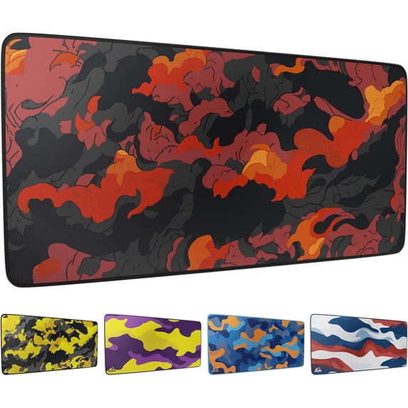 XXL Mouse Pad/Mat | (35.5''x15.8''x0.12'') Light Series Mousepad for Maximum Speed (Waterproof) Desk Pad | Black Gray and Light Blue/Cyan Colors, Mountains x Sakura Style (Cloudy - R)\u2026