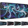 thumbnail image 1 of XXL Mouse Pad/Mat | (35.5''x15.8''x0.12'') Light Series Mousepad for Maximum Speed (Waterproof) Desk Pad | Black Purple and Light Blue Colors, Topographic x Floral Style (Spirals - B), 1 of 4
