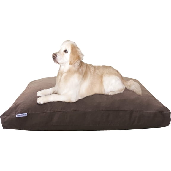 XXL Orthopedic Extreme Comfort Memory Foam Dog Bed for Large Dog, Internal Waterproof Lining and External Machine Washable Denim Cover, 55X37 Pet Pillow, Brown