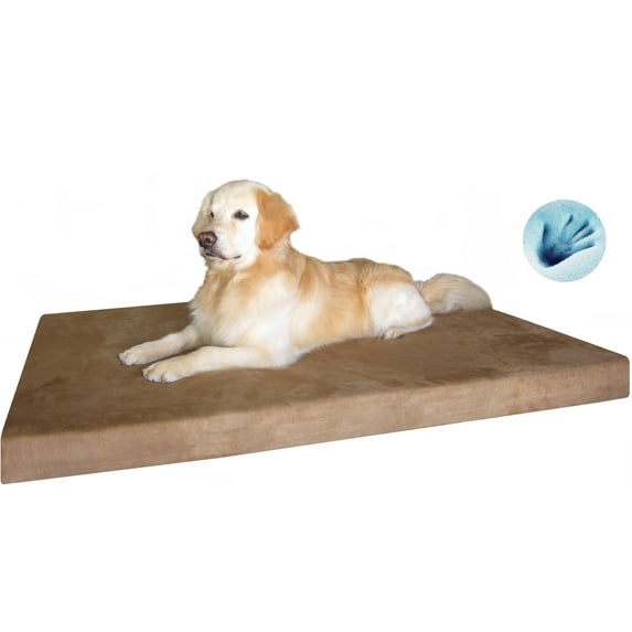 XXL Orthopedic Waterproof Memory Foam Dog Bed for Large Pet 55"X37"X4", Microsuede Brown Washable Cover