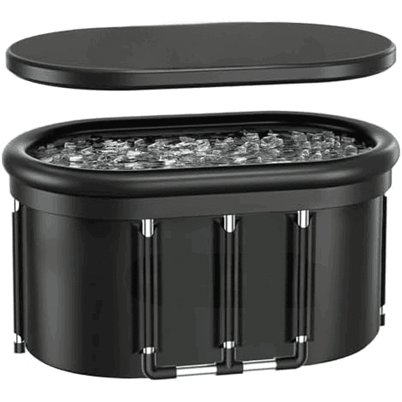 XXL Oval Ice Bath Tub for Cold Plunge, Portable Ice Pod with Lid, 148Gal Inflatable Cold Plunge Tub with 2 Drain Valves for Chiller Connection, Cold Therapy Recovery, Indoor Outdoor Use