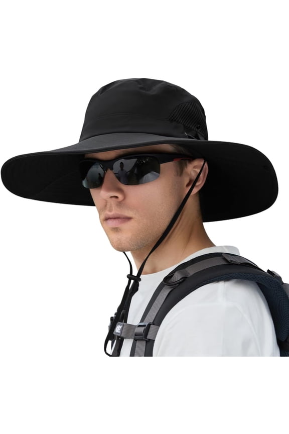 XXL Oversize &Wide Brim Sun Hats for Men UPF 50+ & Waterproof Fishing-Hat Boonie Bucket for Hiking Safari Beach Garden