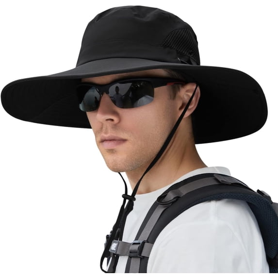 XXL Oversize &Wide Brim Sun Hats for Men UPF 50+ & Waterproof Fishing-Hat Boonie Bucket for Hiking Safari Beach Garden
