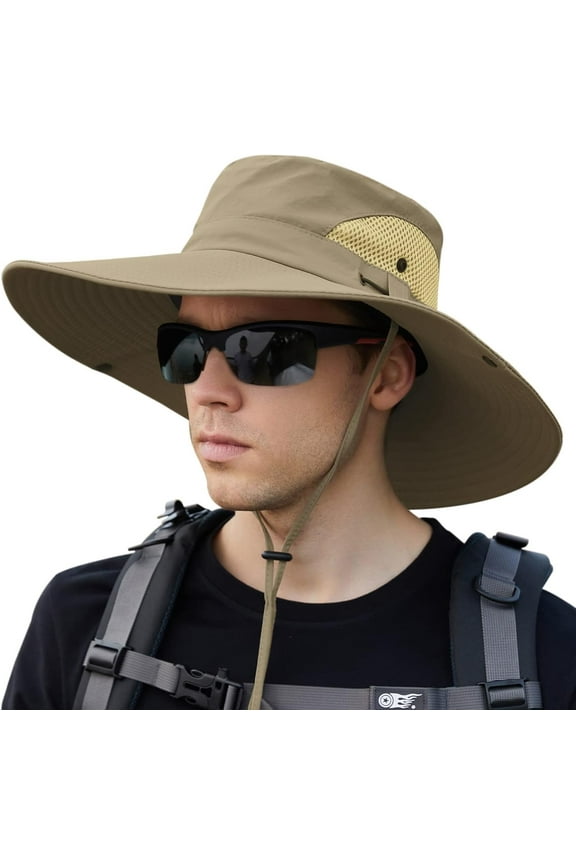 XXL Oversize &Wide Brim Sun Hats for Men UPF 50+ & Waterproof Fishing-Hat Boonie Bucket for Hiking Safari Beach Garden