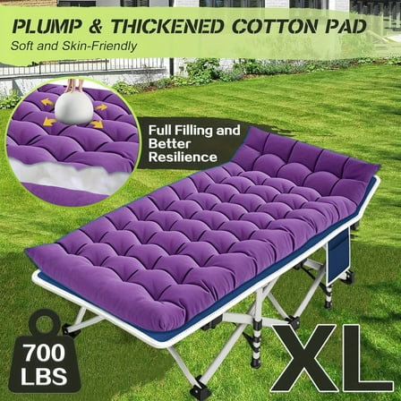 XXL Oversized 32" Extra Wide Camping Cot with Comfortable Mattress - Heavy Duty Folding Bed w/Carry Bag, Sturdy Steel Frame - Must-Have for Adults Home, Office, Outdoor Travel & Camping Adventures