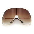 thumbnail image 1 of XXL Oversized Metal Rim Curved Monolens Shield Racer Sunglasses Gold - Brown, 1 of 9