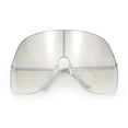 thumbnail image 1 of XXL Oversized Metal Rim Curved Monolens Shield Racer Sunglasses White - Silver Mirror, 1 of 9