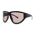 thumbnail image 1 of XXL Oversized Trendy Modified Curved Wrap Around Sport Plastic Sunglasses Black - Brown, 1 of 4